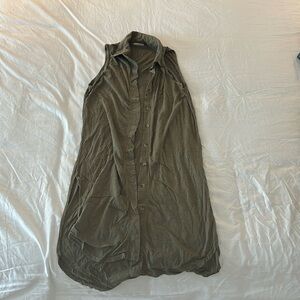 Long tunic sleeveless button down, 100% jersey knit cotton